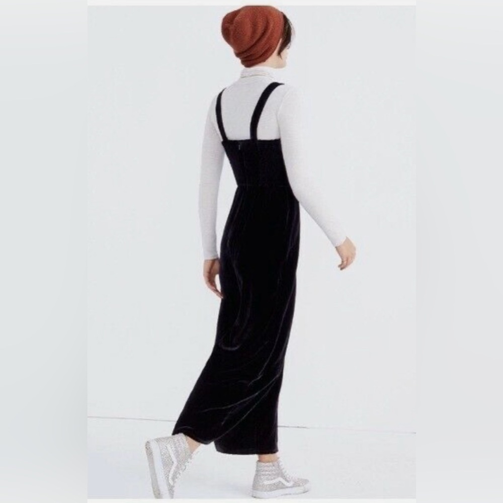 MADEWELL Crushed Velvet Black Jumpsuit, Size 00 - Picture 3 of 13
